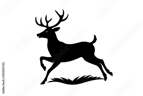 Leaping deer silhouette vector illustration for wildlife and nature themes, deer, leaping, silhouette, wildlife, animal, vector, nature, mammal, buck, stag, jump, forest, woodland, wilderness, design