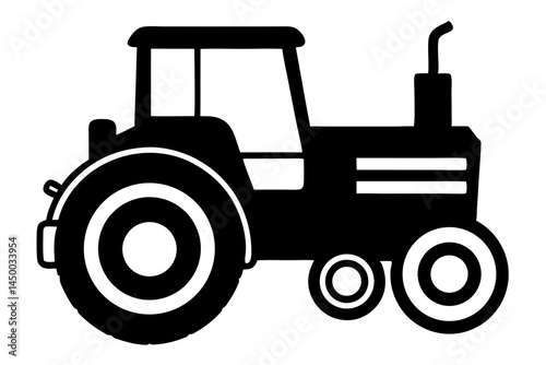 Tractor silhouette with transparent background facing right for agriculture and farming designs, tractor, silhouette, agriculture, farming, farm, vehicle, machinery, equipment, side view, profile