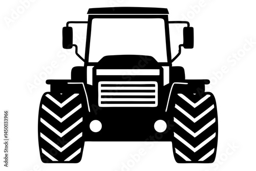Tractor silhouette design vector illustration agricultural vehicle farm machine equipment isolated on white, tractor, silhouette, agriculture, agricultural, farm, vehicle, machine, equipment, front