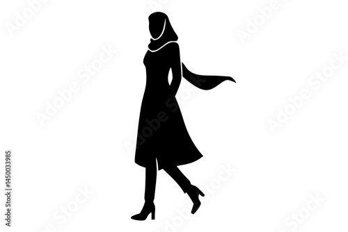 Woman in hijab silhouette illustration on white background with transparency for design, hijab, muslim, woman, silhouette, islamic, arab, arabic, girl, fashion, veil, religion, traditional, modest