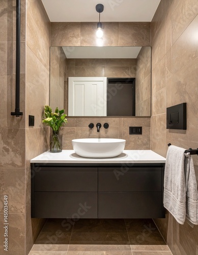 Modern coffee-brown bathroom with minimalist design