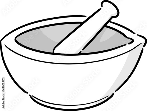 Illustration of mortar and pestle
