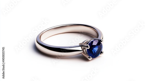 Wallpaper Mural Macro shot of a silver engagement ring with a sapphire gemstone, detailed clarity, white background. Torontodigital.ca