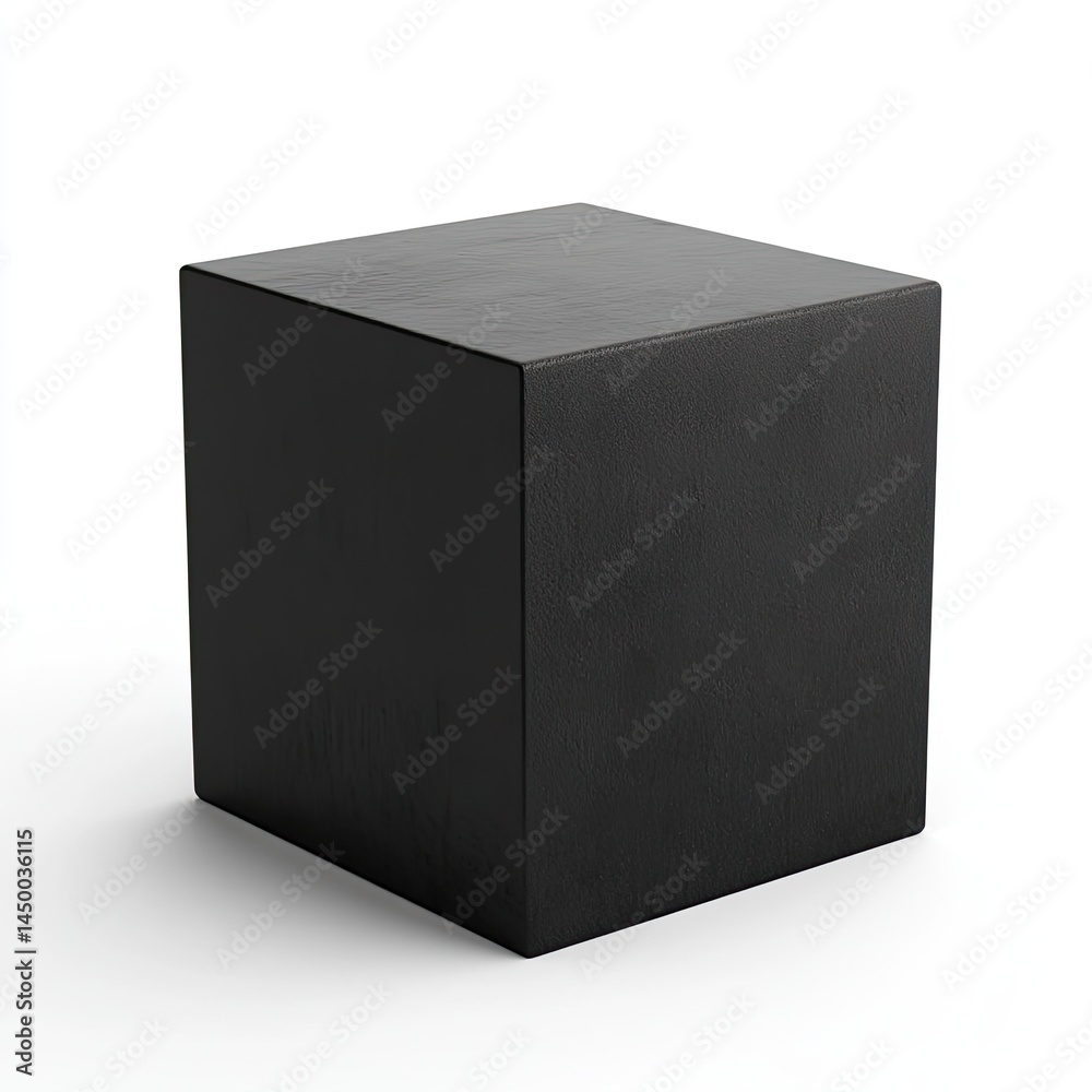 Solid black cube object on white background Solid black cube object on white background