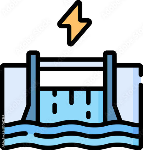 hydroelectricity illustration on a white background 