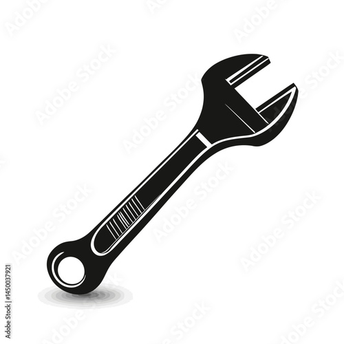 Minimal adjustable wrench icon sheet on white background  -  