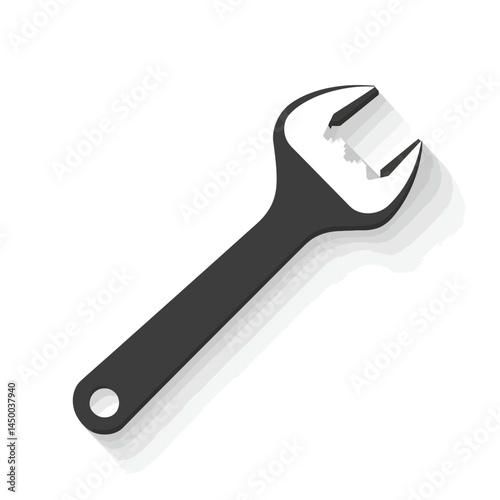 Minimal adjustable wrench icon sheet on white background  -  