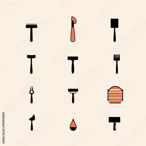 Minimal hoe icon sheet on white background  -  
