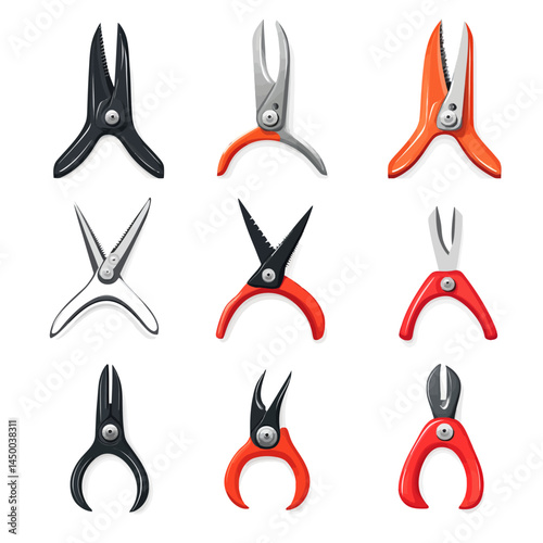 Minimal wire cutter icon sheet on white background  -  