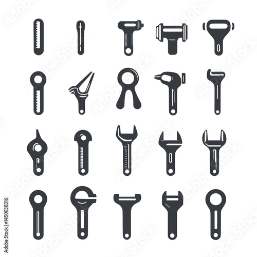 Minimal torque wrench icon sheet on white background  -  
