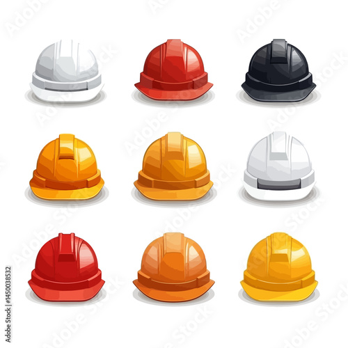 Simple hard hat icon sheet on white background  -  