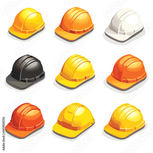 Simple hard hat icon sheet on white background  -  