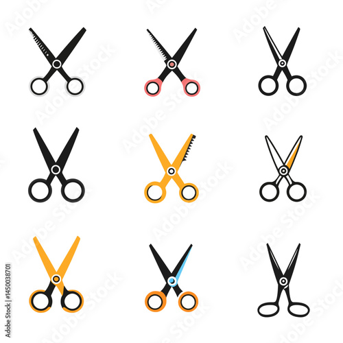Simple scissors icon sheet on white background  -  