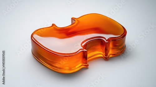 Photorealistic close-up of a violin rosin block, precise details, floating on a white background.
