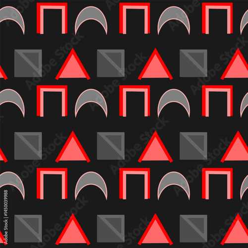 Bold Mid-Century Geometric Shapes Seamless Pattern