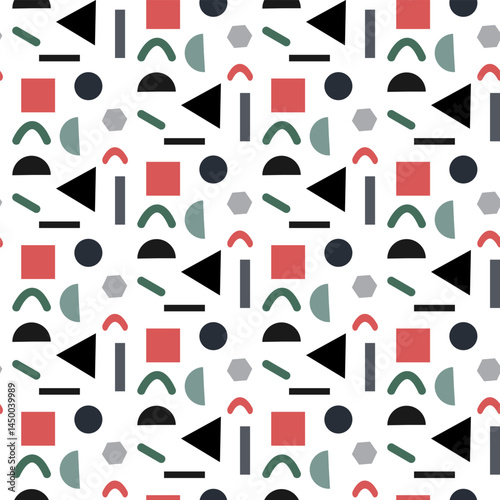 Seamless geometric memphis style pattern in retro colors