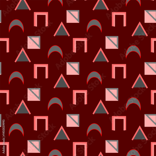 Bold Mid-Century Geometric Shapes Seamless Pattern