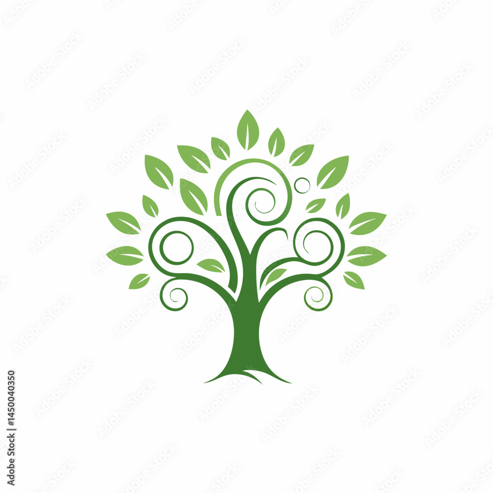 Obraz premium green tree vector illustration