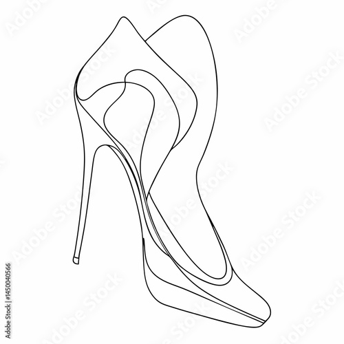 High Heeled Shoe Continuous Line Art Drawing Vector Illustration