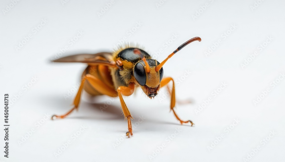 Close-up of single insect on pure white backdrop, graphic, pest Close-up of single insect on pure white backdrop, graphic, pest