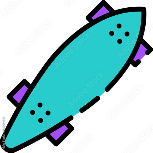 longboard illustration on a white background 