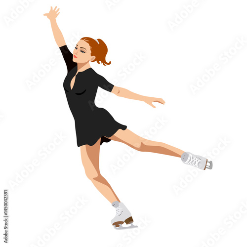 the girl athlete is engaged in figure skating