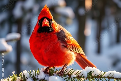 Vibrant Cardinal in Snowy Winter Scene