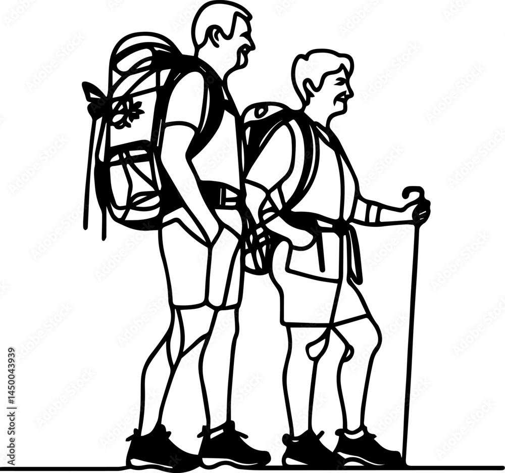 Senior couple hiking together on mountain trail - 41.eps Senior couple hiking together on mountain trail - 41.eps
