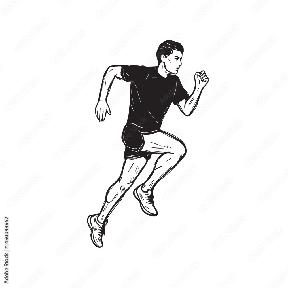Obraz premium Sketch of running man figure - runner man silhouette - runner man vector - runner man doodle - running illustration - runner man line art