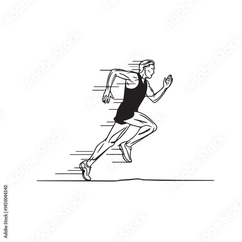 Vector design of runner man - runner man silhouette - runner man vector - runner man doodle - running illustration - runner man line art

