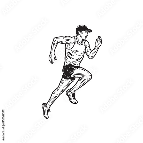 Dynamic runner man sketch - runner man silhouette - runner man vector - runner man doodle - running illustration - runner man line art


