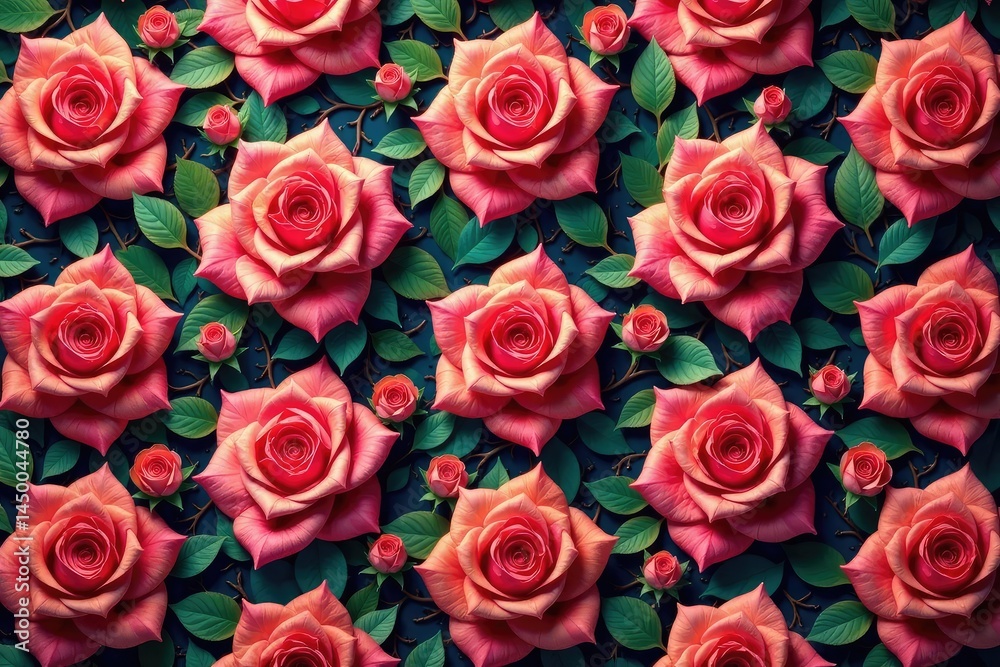 Obraz premium Intricate blooming rose pattern, repeating seamlessly , repeat pattern, elegant