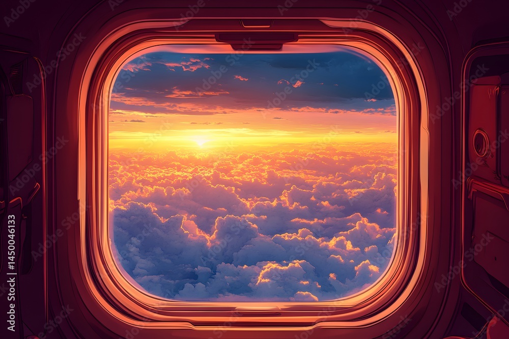 Sunset Cloudscape from Airplane Window Sunset Cloudscape from Airplane Window