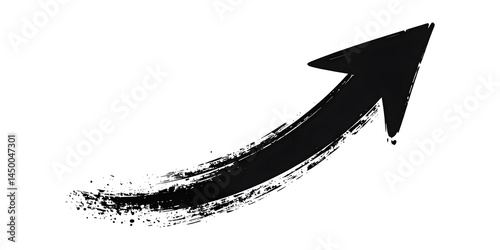 Painted Black Arrow Pointing Upward with Brushstroke Texture