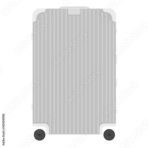 Premium Silver Aluminum Suitcase Illustration - Modern Travel Luggage Vector