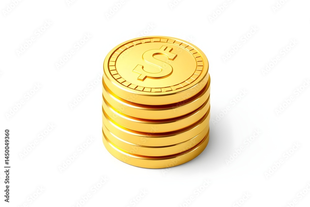 Stack of Golden Coins on White Background Illustration Stack of Golden Coins on White Background Illustration