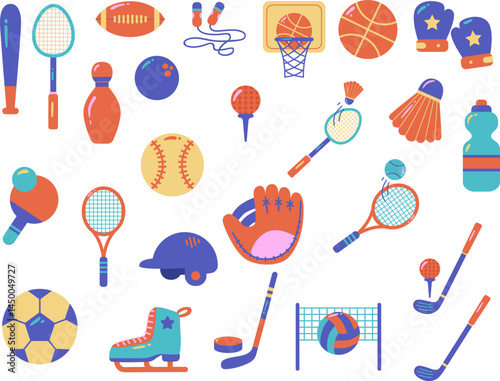 set of sport tool and equipment icon vector illustration