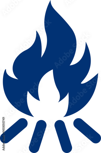 Illustration of a burning fire. Camping fire silhouette
