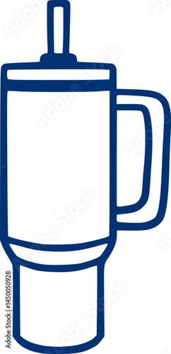 Vector illustration of a glass of drinks. Stanley icon. Adventure Vacuum Quencher