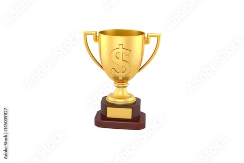 Golden trophy with dollar sign: Reward for financial success