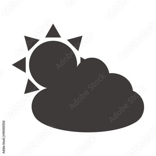 天気予報シルエットアイコン：雲と太陽 - 晴れのちくもり - Weather Forecast Silhouette Icon: Cloud and Sun - Partly Cloudy	
