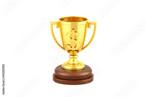 Golden Trophy with Dollar Sign, Financial Achievement Symbol