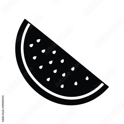 Vector watermelon wedge with juicy red pulp and black seeds vector silhouette