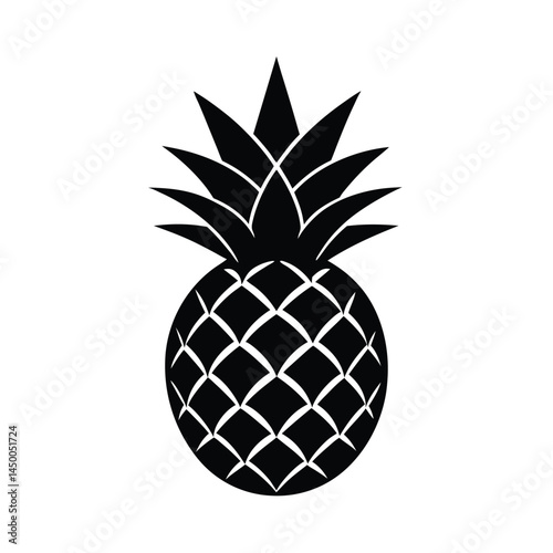 Flat design pineapple with spiky top, tropical colors vector silhouette