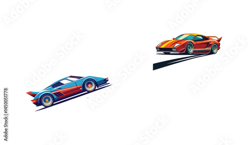 Retro sports cars racing illustration design