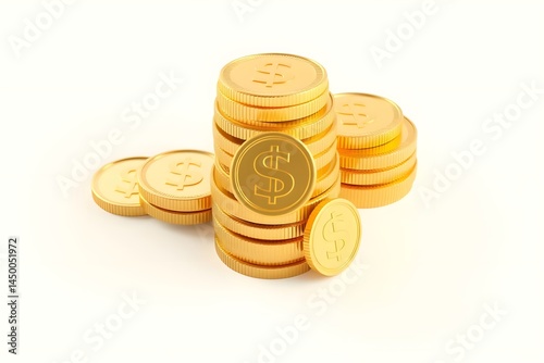 Stacks of Gold Coins Depicting Wealth and Financial Stability