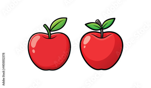 red apple with leaf set