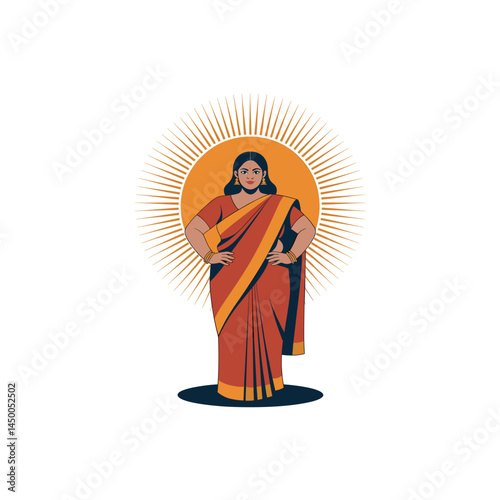 Confident Plus-Size Woman in Stylish Casual Outfit – Body Positive Vector Illustration