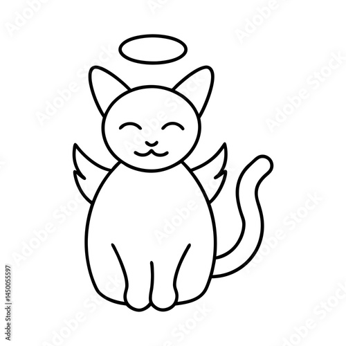Peaceful Cat with Angel Wings and Halo