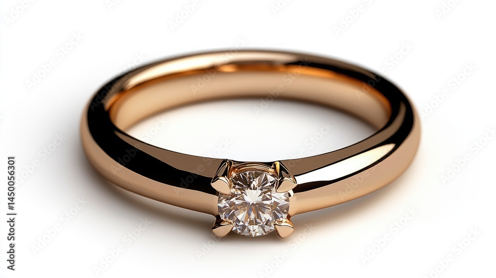 Ultra-detailed close-up of a golden wedding ring with diamond, perfectly centered on a white background. Ultra-detailed close-up of a golden wedding ring with diamond, perfectly centered on a white background.